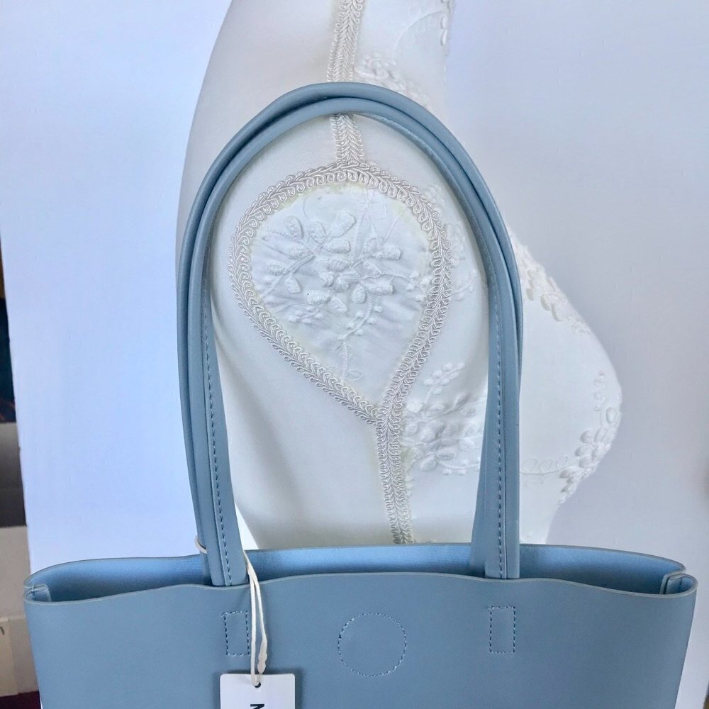 MINISO Shoulder Bag Blue Tote/Pink Portfolio Organizer Vegan Leather, Pen - Picture 7 of 16